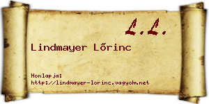 Lindmayer Lőrinc névjegykártya